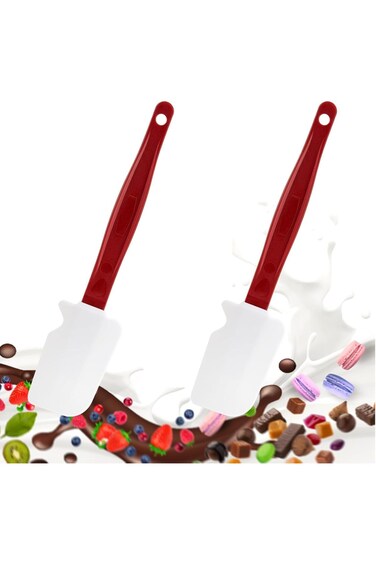 2-Pack Commercial Grade Silicone Spatulas &ndash; 10-Inch Rubber Scrapers for Baking &amp; Cooking &ndash; Heat-Res