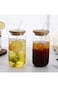 LIFKOME 2pcs Straw Glass Mason Jar Cups Coffee Cups Old Fashioned Glasses Tea Cups Glassware Mason