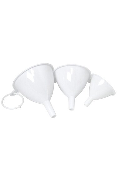 Chef Craft Classic Plastic Funnel Set, 2.5 to 3.75 inch 3 Piece Set, White