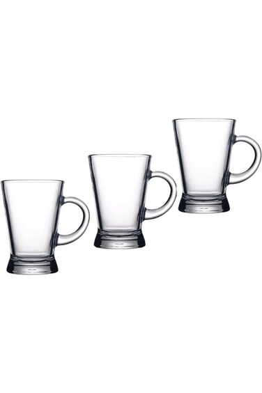 Portal Glass Small Transparent Tea Cup - 180 ml - 3Piece