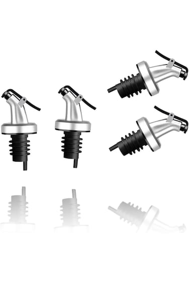 Olive Oil Dispenser Spouts, Leakproof Pourers for Oil, Vinegar, Salad Dressing &amp; Wine Bottles - 4-P