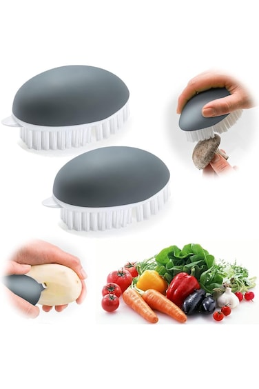 SYOSI 2 Pack Vegetable Scrubber Brush - Non-Slip Potato and Veggie Cleaner with Soft &amp; Hard Bristle