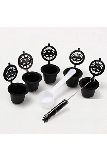 كبسولات قهوة قابلة لإعادة التعبئة لماكينة نسبرسو 6 لون أسود