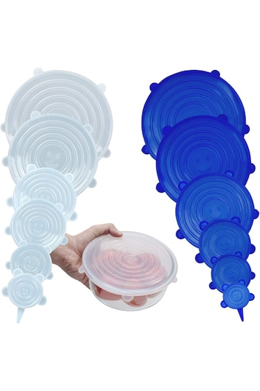 أغطية لوكسيول كازادورا السيليكونية القابلة للتمدد - عبوة من 12 غطاء طعام قابل لإعادة الاستخدام للحاويات والأطباق والأوعية