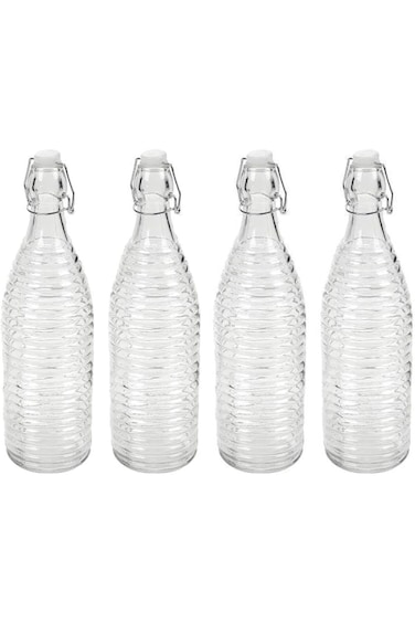 ECVV [4 Pack] Flip Top Glass Bottle [1 Liter / 33 fl. oz.] Swing Top Brewing Bottle with Stopper fo