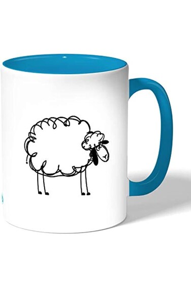 كوب قهوة ديكالاك بتصميم خروف، أزرق - 19017