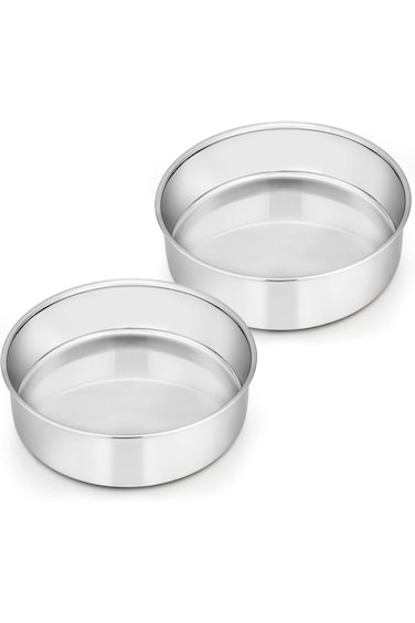 مجموعة قوالب الكيك إي-فار، 6 بوصات، مكونة من قطعتين، قوالب خبز الكيك الدائرية من الفولاذ المقاوم للصدأ، غير سامة وصحية.