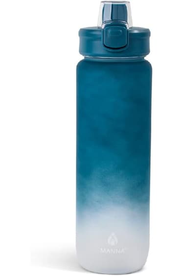 زجاجة مياه مانا متينة وقابلة لإعادة الاستخدام ومقاومة للتسرب، لون أزرق وأبيض، سعة 39 أونصة، AC55311