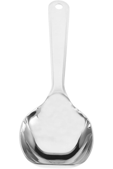 ALMEKAQUZ Stainless Steel Soup Spoons - Square Headed Tablespoon, Hollow Serving and Basting Spoon
