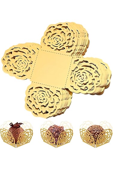 50 Cupcake Liners，cupcake Paper Truffle Wrappers Hollow Out Cups For Desserts Candy Baking Paper Cu