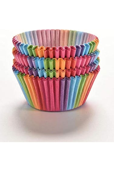 100Pcs/set Rainbow Color Cupcake Baking Paper Cases Cake Box