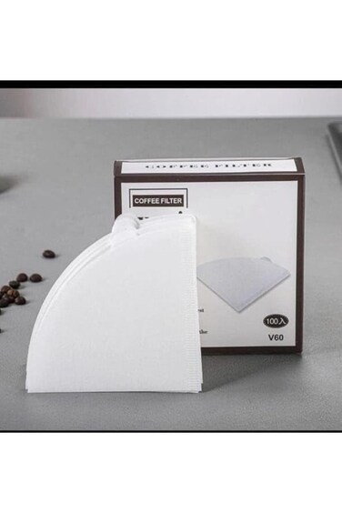 مرشحات القهوة 100 قطعة V60 مرشحات القهوة المخروطية الورقية البيضاء