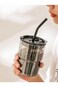 cosnou 13 OZ/400ML Ice Coffee Glass Tumbler with Straw and Lid Sealed Carry On, Thick Wall Water Gl