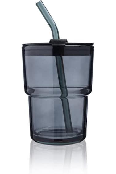 cosnou 13 OZ/400ML Ice Coffee Glass Tumbler with Straw and Lid Sealed Carry On, Thick Wall Water Gl