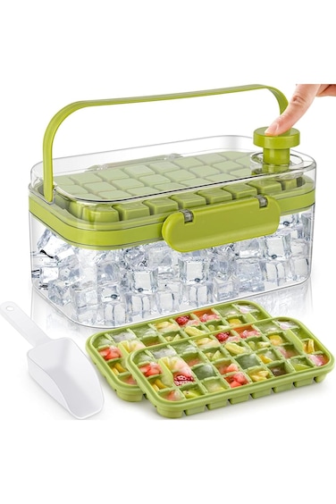 صينية مكعبات الثلج Andgogo، صينية مكعبات الثلج المُحسّنة، قالب صانع الثلج للفريزر مع حاوية، 3