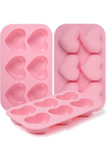 3PCS Silicone Heart Shaped Molds, 6 Cavities Heart Shaped Mold for Chocolate Cake Pudding Handmade