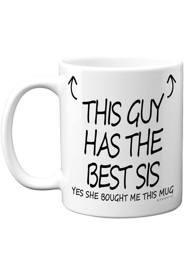 كوب "هذا الرجل لديه أفضل أخت" من Stuff4 - هدية عيد ميلاد الأخ من Sister, Brother Gifts سعة 11 أونصة