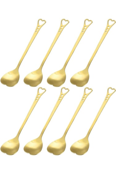 Azonee Heart Shape Spoons, 8Pcs Stainless Steel Dessert Spoons, Coffee Stirring Spoon Cake Spoons S