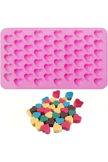 YCDMLJC Silicone Moulds for Wax Melts, Reusable Candy Baking Mold 55 Heart Mould Sweet Moulds Mini