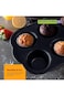 Royalford Black 6 Cup Jumbo Muffin Pan, Rf7043,Aluminum