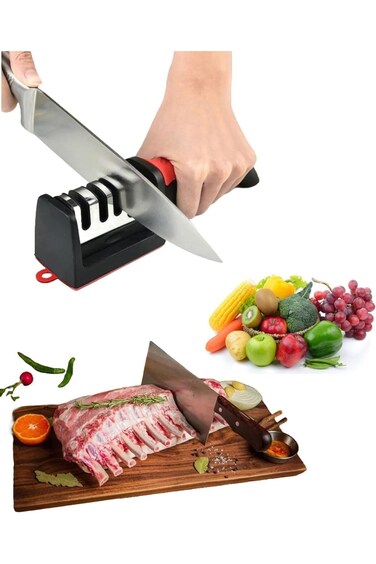 YelaJoy Knife &amp; Scissor Sharpener, 4 Stage Manual Knife Sharpener to Sharpen, Repair and Polish Str