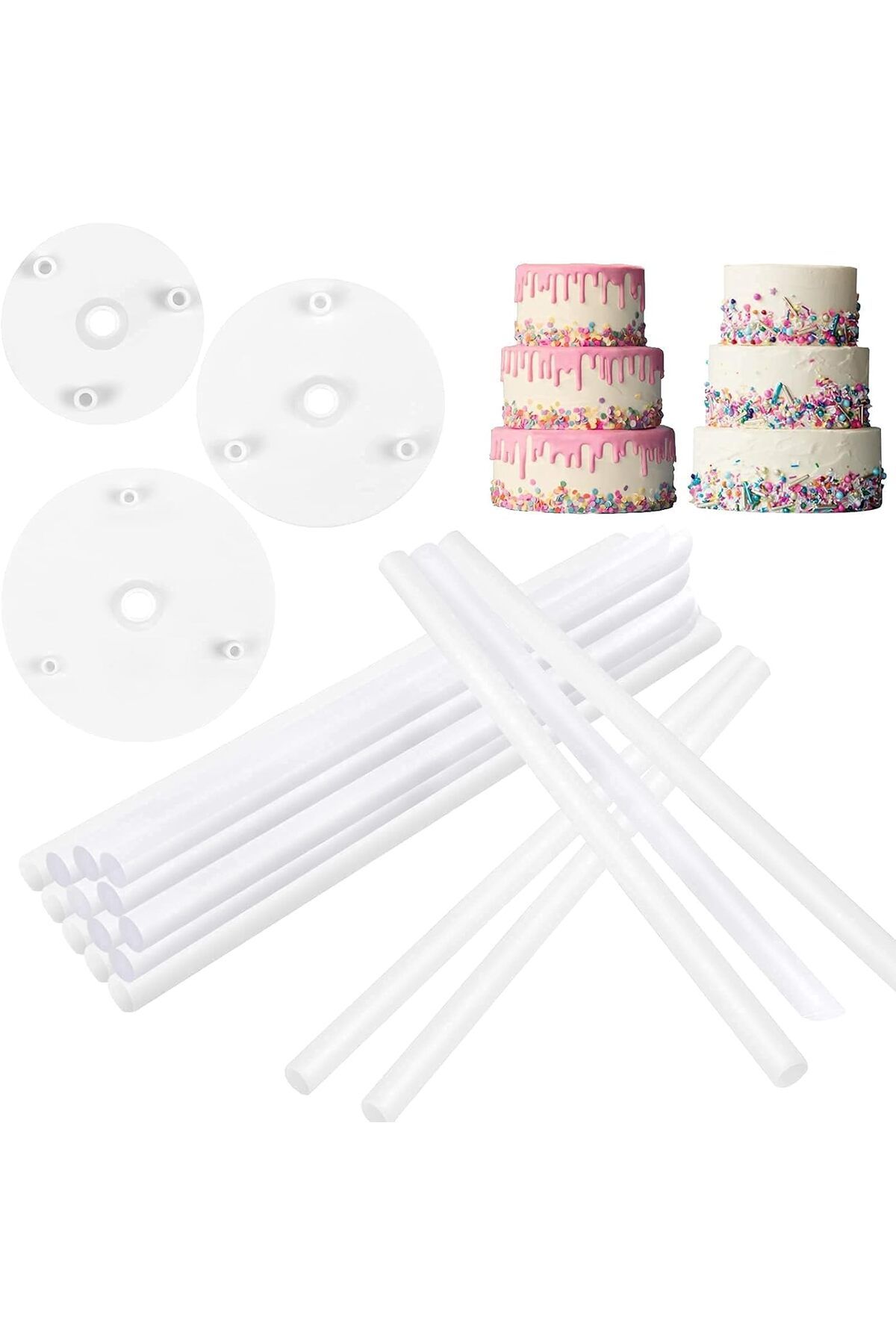 NALACAL Cake Stand, Cake Dowel Rods Set Cake Dowels for Tiered Cakes, Plastic Cake Support Rods, Wh