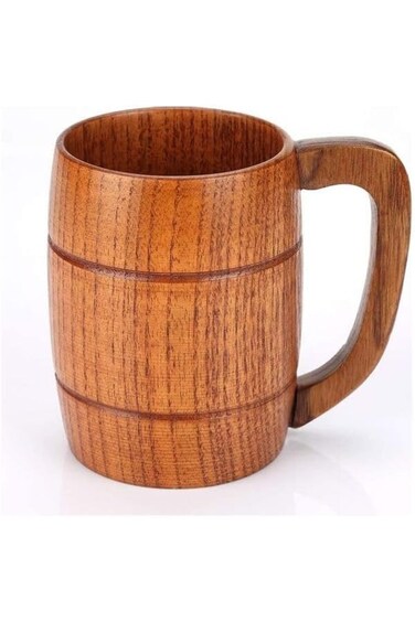 كوب قهوة من الخشب الطبيعي مصنوع يدويًا من موتيم، لون بني