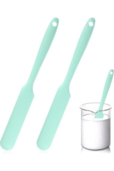 2 Pcs Silicone Jar Spatulas Skinny Heat Resistant Kitchen Spatulas Non-Stick Cake Cream Spatulas 10