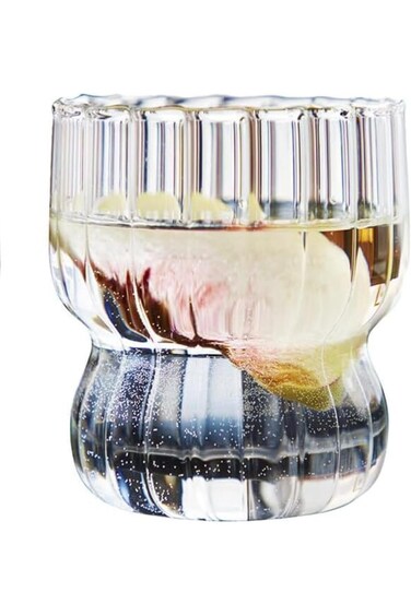 Ribed Glass Cup, High-end Coffee Cup, Home Water Cup, Ice Milk Cup (315ml)