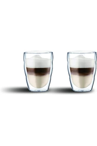 Cuisine Art Double Walled Coffee Glass Cups 250ml Set of 2, Thermal Insulation, Mug for Hot/Cold Dr