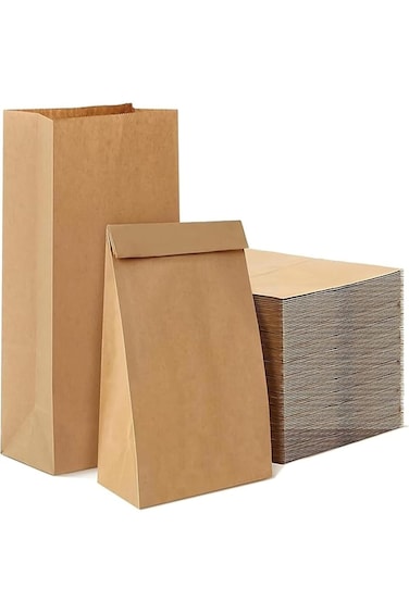 YelaJoy Disposable Packing Bags with Take-Out Food,Kraft Paper Bags with Oil Proof,for Snack Birthd