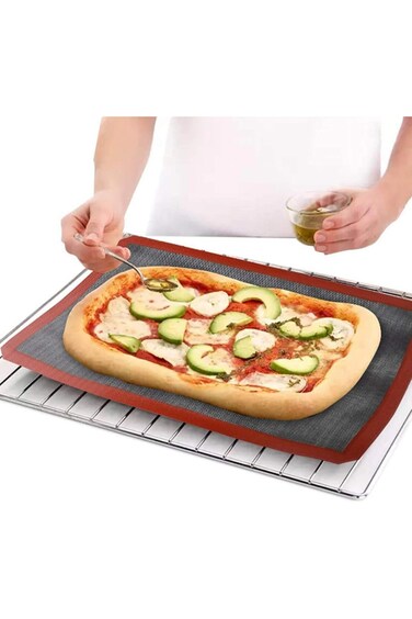 Luqeeg Silicone Fiberglass Baking Mat, Reusable Oven Liner Sheet for Making Pizza Bread Grilled Veg
