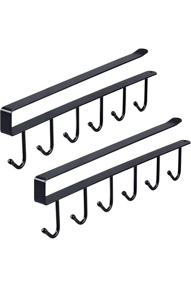 حامل أكواب إكسفور أسفل الخزانة، خطافات معدنية للأكواب، حامل أكواب قهوة، عبوة من قطعتين من حامل المناشف، للمطبخ