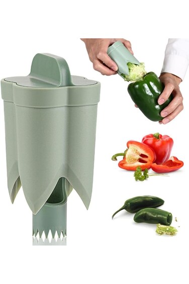 Tazweeq 1 Pack Pepper Seed Corer Remover, Upgraded 2 in 1 Bell Pepper Cutter, Pepper Porer Seed Rem