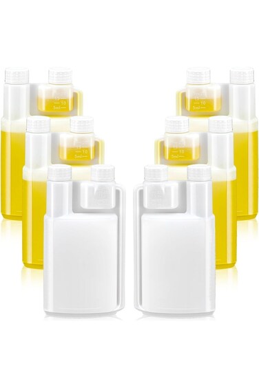 قوارير بلاستيكية صغيرة من أزوني، 6 قطع، مع موزع مدمج لحجرة الزجاج سعة 0.5 أونصة