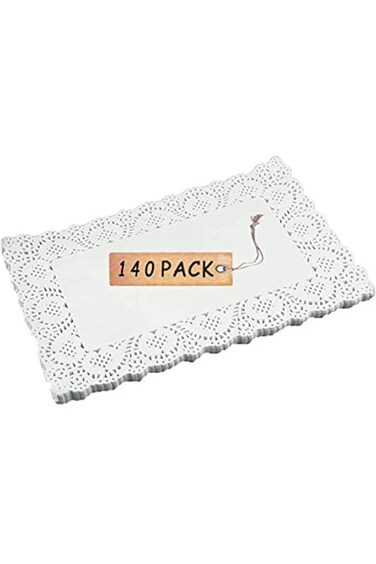 Azzeell Rectangle Paper Doilies - Lace Tea Party Placemats, Disposable Wedding Birthday Tableware,