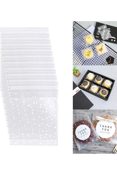 MAKINGTEC 300 قطعة من أكياس السيلوفان الشفافة ذاتية اللصق أكياس بلاستيكية للشكر للشموع المخبوزة