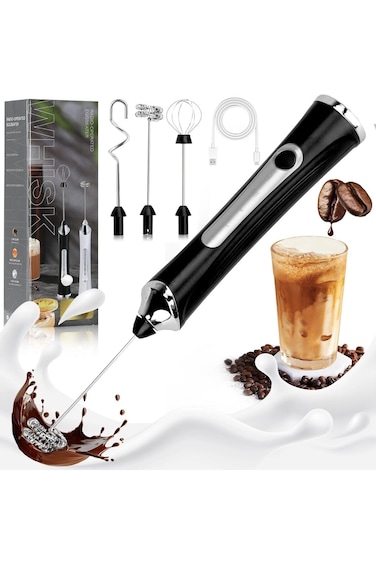 ANYOUI Upgraded Rechargeable Electric Foam Maker, Milk Frother Handheld Foam Maker, Drink Mixer wit