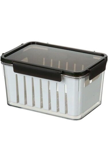 حاوية تخزين ثلاجة مستطيلة من فيلي باللونين الأبيض والأسود سعة 2 لتر Y1K110236