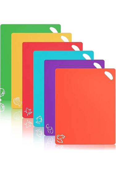 لوح تقطيع بلاستيكي مرن من Aputue، 6 قطع لوح تقطيع للمطبخ آمن غذائيًا، لوح تقطيع بلاستيكي للمطبخ