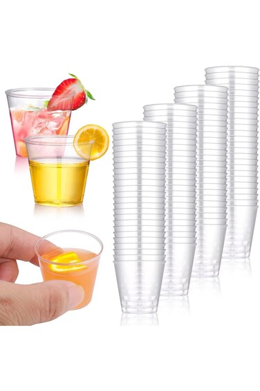 X spring Clear Plastic Cups, 100 Pack 30ml Plastic Shot Glasses Made of PS Material, Premium Dispos