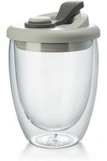 Oasisgalore Simple Coffee Cup Milk Glass Silicone Lid Resistant Direct Drinking Cup Breakfast Cups