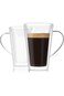 Double Walled Glass Coffee Mugs Set of 2, Clear Insulated Coffee Cup with Handle for Espresso Cappu