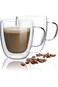 Double Walled Glass Coffee Mugs Set of 2, Clear Insulated Coffee Cup with Handle for Espresso Cappu