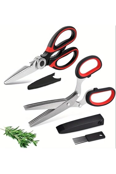 مقص تقطيع اللحوم والدجاج من يلا جوي، مقص تقطيع الأعشاب بخمس شفرات، من الفولاذ المقاوم للصدأ