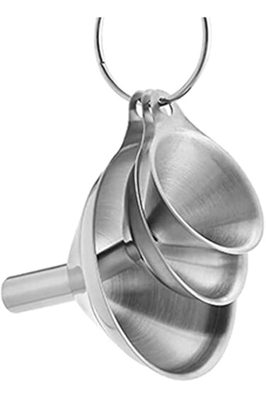 قمع H-4008 من الفولاذ المقاوم للصدأ للمطبخ: 3 قطع صغيرة (1.77 بوصة/2.24 بوصة/2.95 بوصة) لا ينسكب، مقاوم للطعام