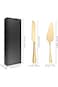 Paporich 2 Pcs Cake Knife Set, Gold Cake Knife Server, Stainless Steel Cake Knife, Easy to Clean, w