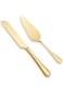 Paporich 2 Pcs Cake Knife Set, Gold Cake Knife Server, Stainless Steel Cake Knife, Easy to Clean, w