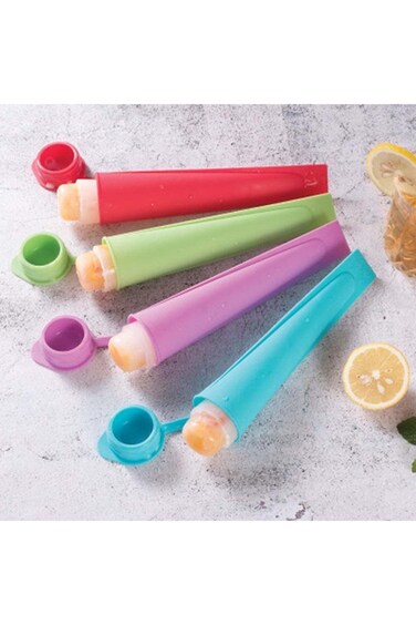 ELECDON Popsicle Mold, Ice Pop Mold, Silicone Ice Cream Maker with Attached Lids, Freezer Tube, Fro