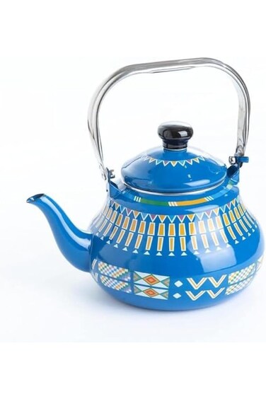 غلاية مينا الرماية بتصميم عسيري (ألوان متنوعة) (2 لتر، أزرق)